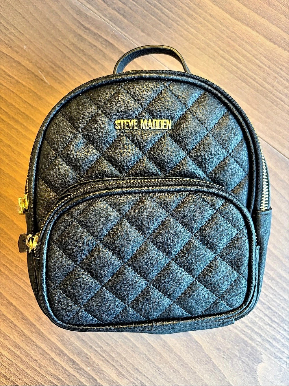 Steve Madden Quilted Mini Backpack in Black